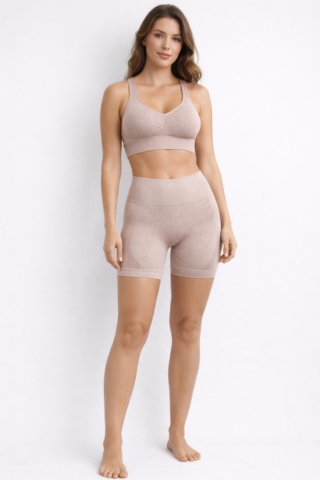 2pcs Sports Fitness Yoga Suit Breathable Hip-lifting Shorts And Hollow Out Back Bra Womens Clothing